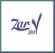 Logo con texto "zarV 2010" en azul y verde, con borde gris.