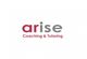 Logo mit Text "arise Coaching & Tutoring" in Rot und Grau.