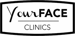 Logo met tekst "Your FACE Clinics" in zwart-wit.