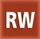 Weiße Buchstaben "RW" auf rotem Hintergrund.
