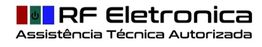 Logotipo da RF Eletronica com texto "Assistência Técnica Autorizada".