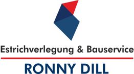 Logo von Estrichverlegung & Bauservice Ronny Dill mit abstrakter blauer und roter Form.
