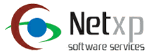 Logo von Netxp software services mit stilisiertem Kreis und blauem Punkt in der Mitte.