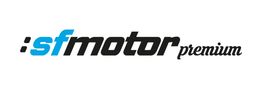 Logotipo de SFMotor Premium con letras azules y negras sobre fondo blanco.