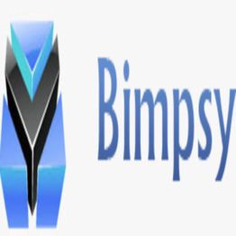 Geometric blue and black logo next to the text "Bimpsy."