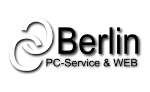 Logo mit Text "Berlin PC-Service & WEB" und zwei ineinander verschlungenen Kreisen links daneben.