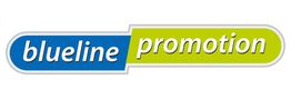 Logo mit Text "blueline promotion" in Blau und Grün auf weißem Hintergrund.