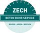 Logo: ZECH Beton Bohr Service, Bohrer-Symbol, Text: Bohren • Sägen • Brechen.