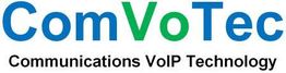 Logo von ComVoTec, in bunten Buchstaben, mit Untertitel "Communications VoIP Technology".