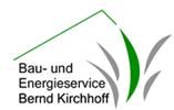 Logo: Bau- und Energieservice Bernd Kirchhoff mit grün-grauen Linien in Hausform.