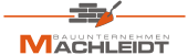 Logo des Bauunternehmens M, Ziegel und Kelle über Schriftzug „Bauunternehmen Machleidt“.