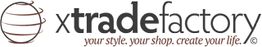Logo mit Schriftzug "xtradefactory" und Slogan "your style. your shop. create your life."