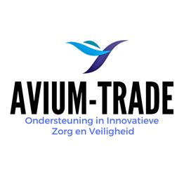 Logo van Avium-Trade met de tekst: "Ondersteuning in Innovatieve Zorg en Veiligheid".