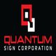 Logo of Quantum Sign Corporation with red and white geometric design on a black background.