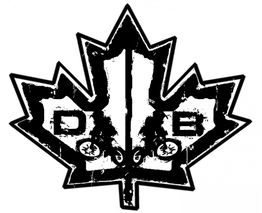 Blattförmiges Logo mit Buchstaben "D" und "B", stilisiert in Schwarz-Weiß.