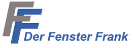 Logo mit Buchstaben "FF" in grau und blau, daneben Text: "Der Fenster Frank" in blauer Schrift.