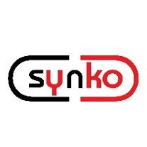 Logo mit dem Wort "synko", schwarz und rot in einer stilisierten Klammerform.