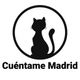 Silueta de un gato negro dentro de un círculo, con texto "Cuéntame Madrid" debajo.
