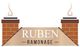 Logo avec deux cheminées fumantes et le texte "Ruben Ramonage".