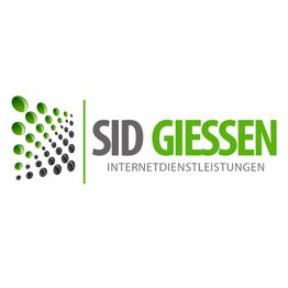 Logo mit grünen und grauen Punkten, Text: SID Gießen, Internetdienstleistungen.