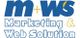 Logo mit Text: m+ws Marketing & Web Solution in blauer und gelber Schrift.