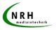 Logo von NRH Medizintechnik mit grünem Bogen und schwarzem Text auf weißem Hintergrund.