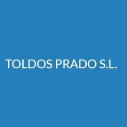 Texto "TOLDOS PRADO S.L." en fondo azul.