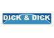 Logo mit der Aufschrift "DICK & DICK" in weiß auf blauem Hintergrund.