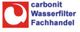Logo mit rotem Symbol und Text: "carbonit Wasserfilter Fachhandel".
