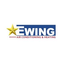 Ewing Air Conditioning & Heating logo with a gold star and blue text.