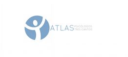 Logotipo de Atlas Psicólogos Tres Cantos en azul y blanco, con figura humana estilizada.