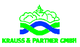 Logo mit blauem Fluss, grünen Bergen und Ästen. Text: KRAUSS & PARTNER GMBH in grüner Schrift.