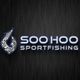 "Soo Hoo Sportfishing logo with ornate fish hook on a dark background."