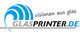 Logo mit Schriftzug "visionen aus glas" und "GLASPRINTER.DE" in Blau und Grau.