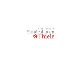 Logo mit Text: "Rechtsanwälte Hundeshagen & Thiele" in Grau und Rot auf weißem Hintergrund.