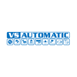 VS Automatic logo med ikoner for automatisering og datasystemer i blå farve.