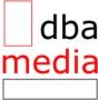 Logo mit Text "dba media", rotes Quadrat links, roter und schwarzer Text.