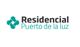 Logo de "Residencial Puerto de la luz" con diseño geométrico verde a la izquierda.