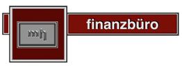 Logo mit rotem Hintergrund: "mh" und "finanzbüro" in silberner Schrift.