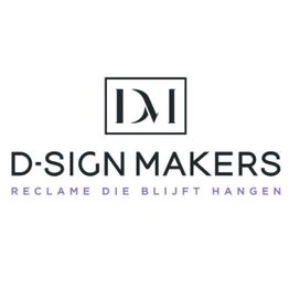 Logo van D-Sign Makers met de tekst "Reclame die blijft hangen".