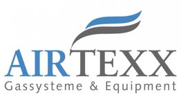 Logo von AIRTEXX, Gassysteme & Equipment, mit blau-grauen Wellen über dem Text.