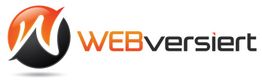 Logo mit stilisiertem "W" in rot-schwarz und Schriftzug "WEBversiert" in orange-schwarz.