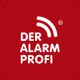 Rotes Logo mit Schrift "Der Alarm Profi" und drei gebogene Linien darüber.