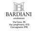 Logo Bardiani Arredamenti con indirizzi: Via Cava 36, Via Langhirano 473, Corcagnano (PR).