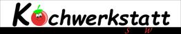 Logo: Schriftzug "Kochwerkstatt" mit einer Tomate als Buchstabe "O".