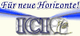 Logo mit Text "Für neue Horizonte!" und Schriftzug "ICI" in Blau und Grau.