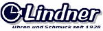 Lindner-Logo mit Text "Uhren und Schmuck seit 1928" und stilisierte Uhr.
