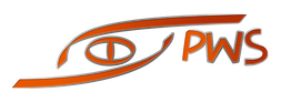 Logo mit einem stilisierten Auge und den Buchstaben "PWS" in Orange.