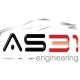 Logo "AS31 engineering" avec silhouette de voiture gris clair en arrière-plan.