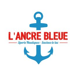 Logo avec une ancre bleue et le texte "L'Ancre Bleue, Sports Nautiques - Savines le lac".